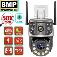 8MP Wi-Fi 50X Zoom PTZ Camera Outdoor Dual Screen AI Auto Tracking IP Video Surveillance Camera CCTV Two Way Audio ICSEE APP