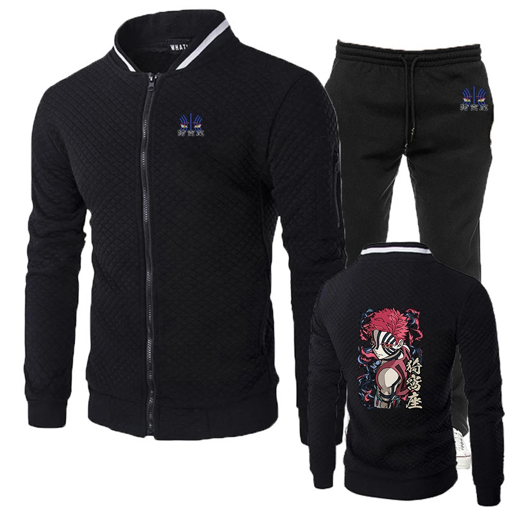 

Men's Akaza Logo Print 2026 Spring And Autumn Demon Slayer Premium Fabric Durable and Shaped Antibacterial Hoodies Pants Suits