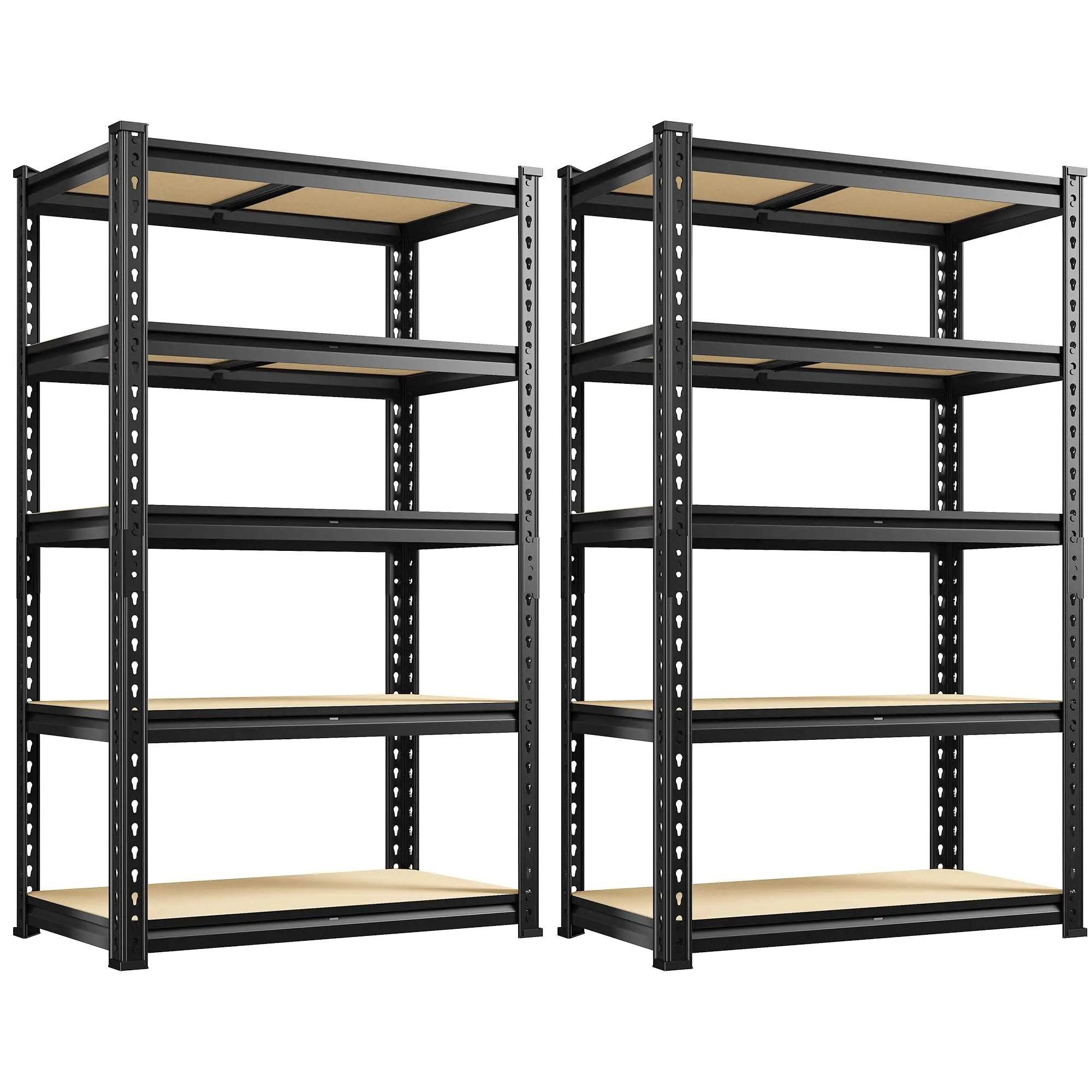 2 Pack Garage Shelving,5 Tier Heavy Duty Storage Shelves,Black