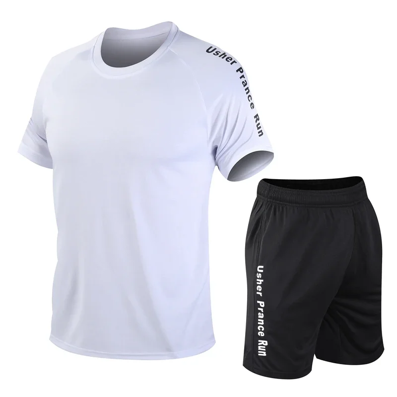 

Sports suit men's quick drying fitness clothes T-shirt summer running equipment morning running training shorts short sleeved