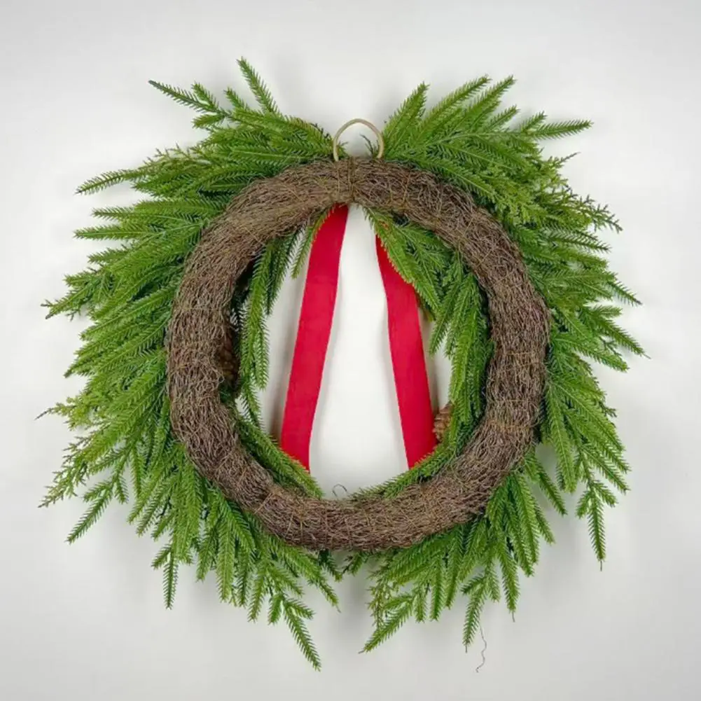 Decoración de corona navideña Adorno navideño versátil Festivo 16 pulgadas Real Touch Norfolk Pino Navidad para frente para interior
