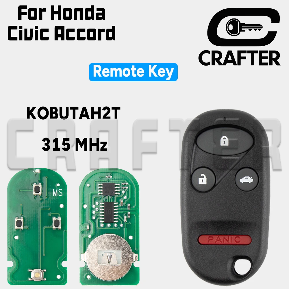 Key Crafters KOBUTAH2T 315Mhz Remote Car Key For Honda Civic Pilot Accord Pn 72…