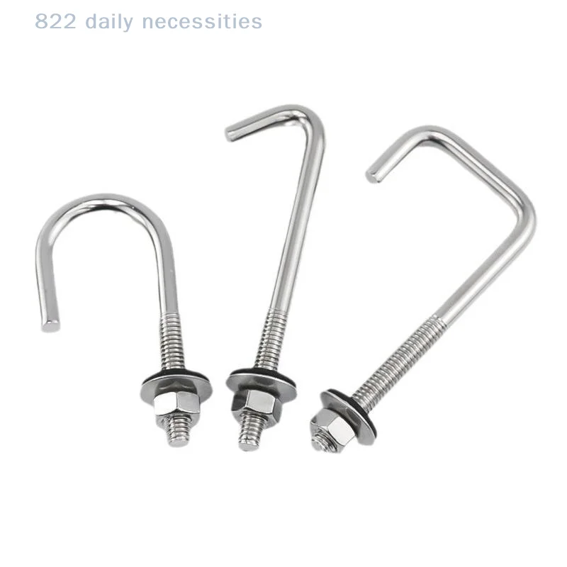 convenient304 Stainless Steel M5 M6 L Hook Bolts With Matching Nuts Washers For Industrial Construction Home Hanging
