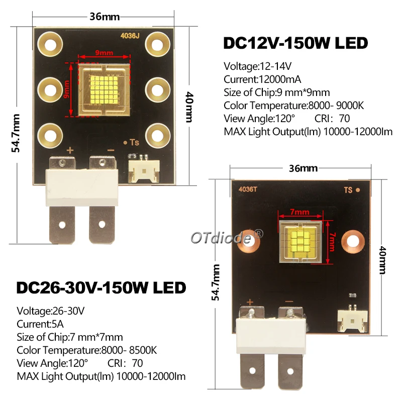 LED 150W 12V 36V High Power Stage Light Bead Specialty Cold White Chip8000K For DIY Stage Architecture Luminously Bulb Projector