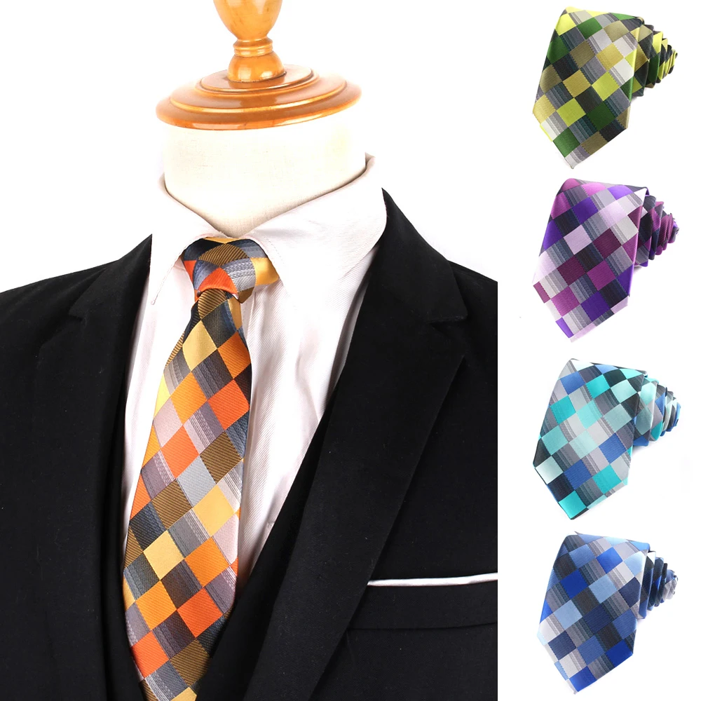 New Classic Plaid Ties For Men Women Skinny Neck Tie For Party Business Check Suit Neckties Wedding Neck Tie For Groom Gifts