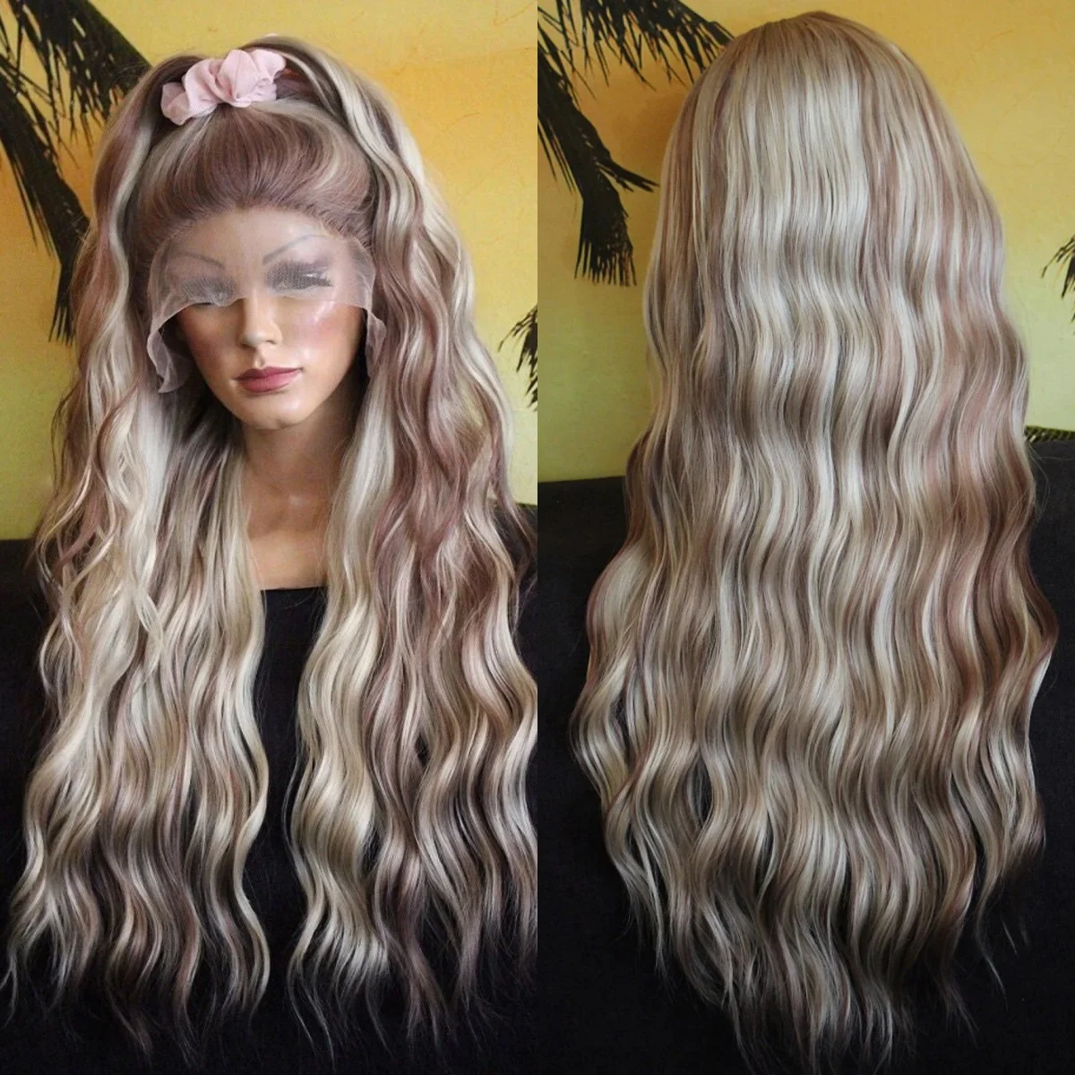 

Глубокая волна, платиновая блондинка, кружевной передний парик, бесклеевые синтетические волосы, верхние парики для ежедневного использования, оригинальные заводские дешевые парики