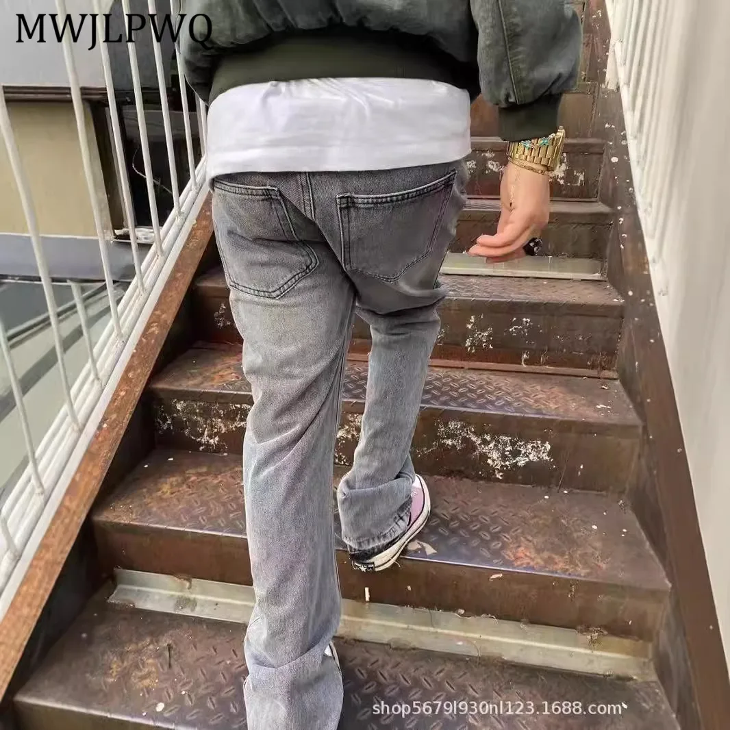 

MWJLPWQ High Street Male Gray Basic Jeans 2025 Autumn Versatile Vibe Style Slightly Elasticity Men New Casual Trousers 11102