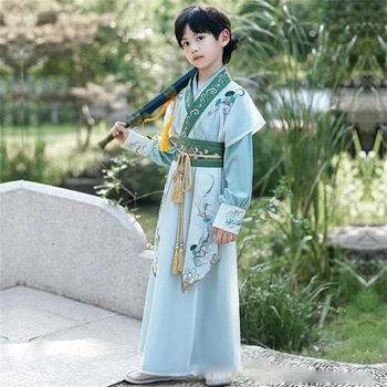 소년 한푸 오리지널 어린이 민속 한복, 고대 코스튬, 멋진 검객, 중국 전통 문화, 당나라 세트