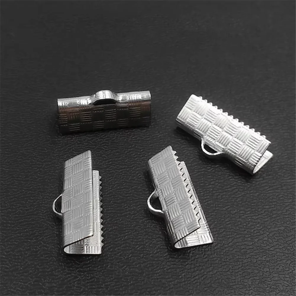 20Pcs/lot Wholesale Stainless Steel Fastener End Clamps Crimp Beads For Jewelry DIY Making Square Clip Connector