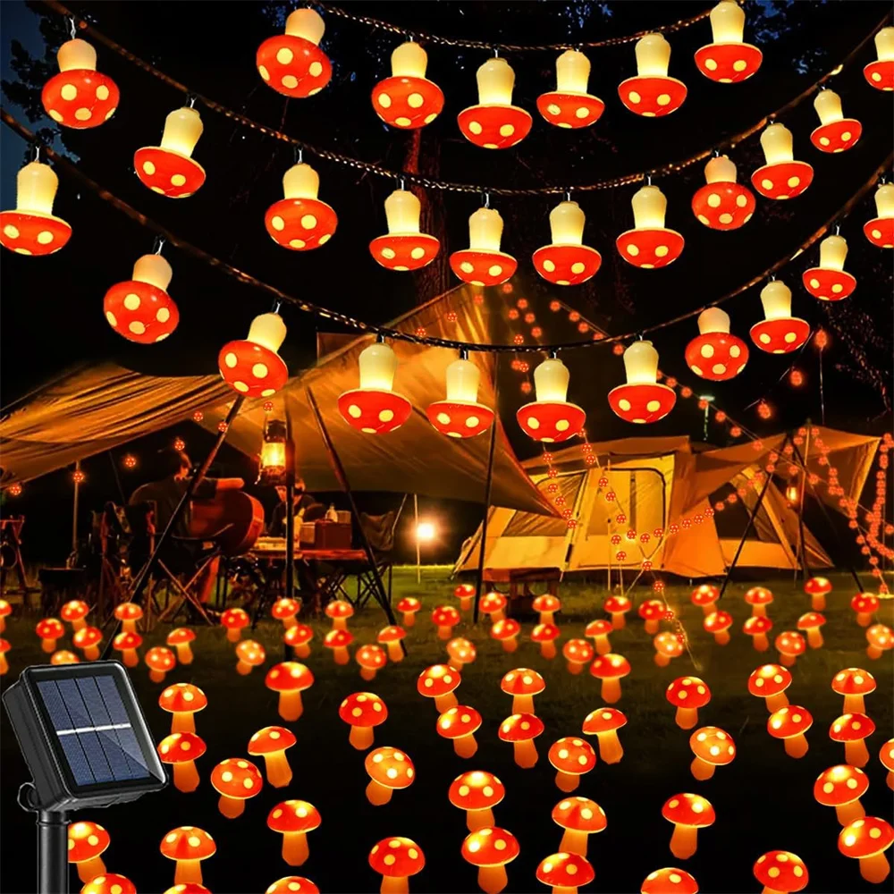 

Solar Mushroom String Lights Garden Lights for Outdoor Christmas Decorations 8 Modes Solar Pathway Lights for Garden Lawn 057