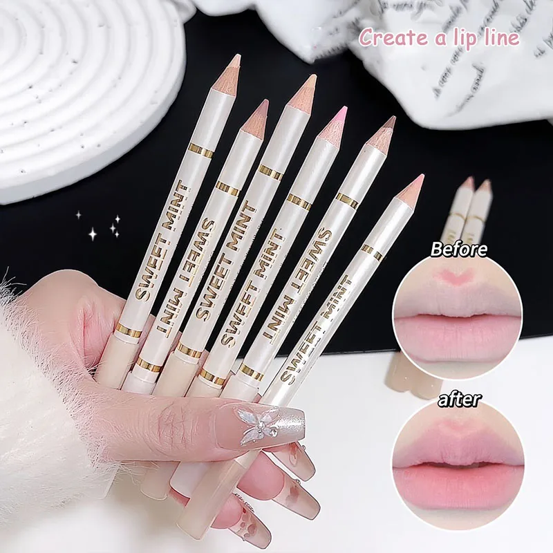 Liegender Seidenraupenschatten, aufhellender Lippenlinienstift, doppelköpfiger Mehrzweckstift, pfirsichrosa, nackte Tönung unter Eyeliner-Stift, koreanisches Make-up