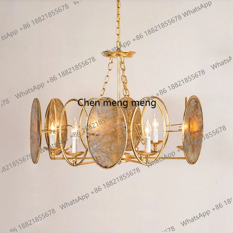 

Golden retro chandelier living room simple Mediterranean creative personalized clothing store American glass dining room light