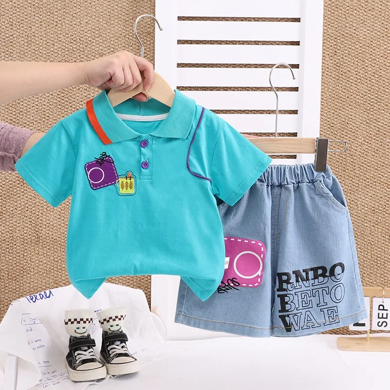 

New Summer Baby Clothes Suit Children Casual Short Sleeved T-Shirt Shorts 2Pcs/Sets Infant Boys Clothing Set Kids Tracksuits