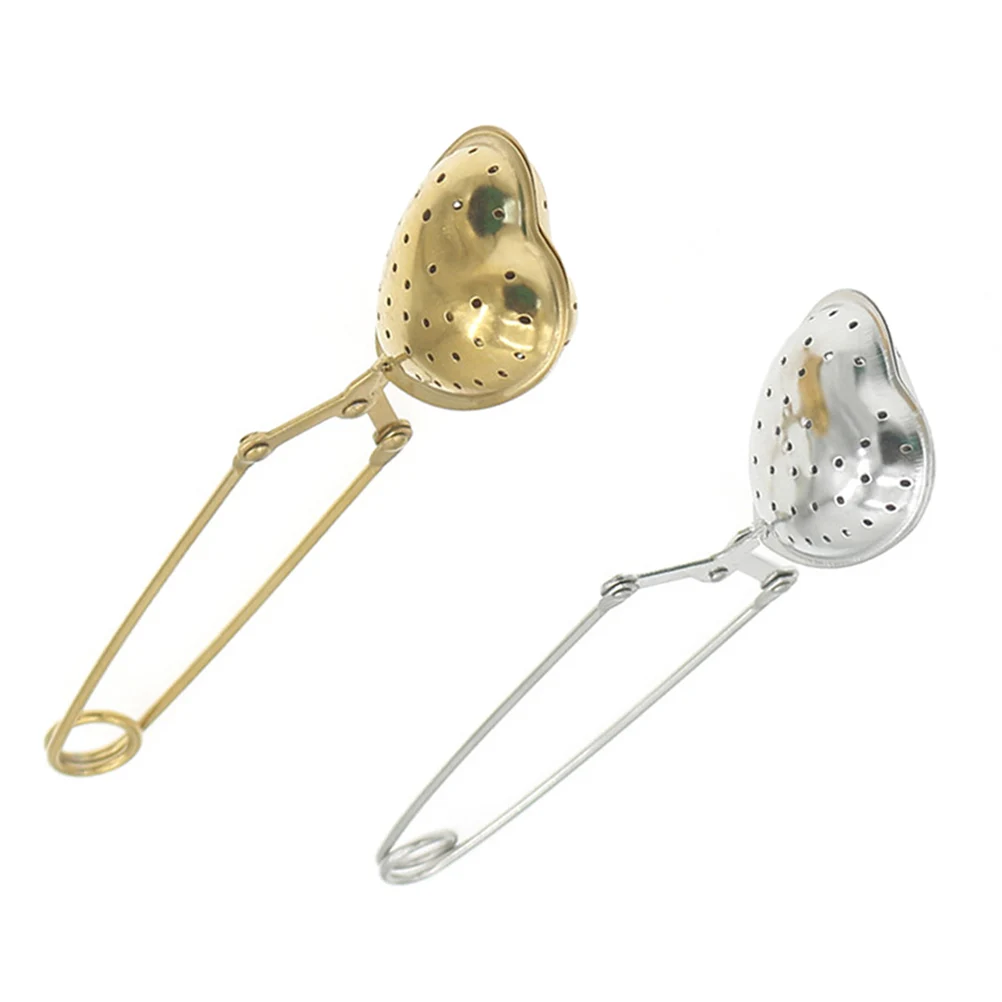 

2pcs Heart Shape Tea Ball Filter Stainless Steel Reusable Strainer For Loose Leaf Tea Herbs Spices Infuser Golden