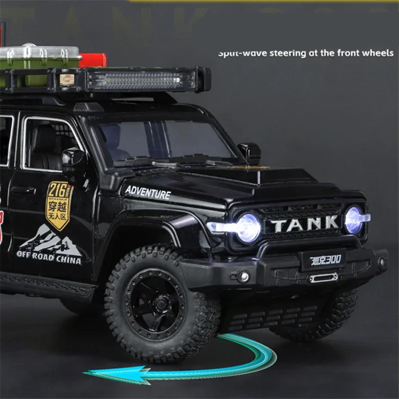 1:24 WEY Tank 300 Off-Road Modified Version SUV Alloy Car Model Diecasts Metal Car Model Sound Light Kids Toy Gift