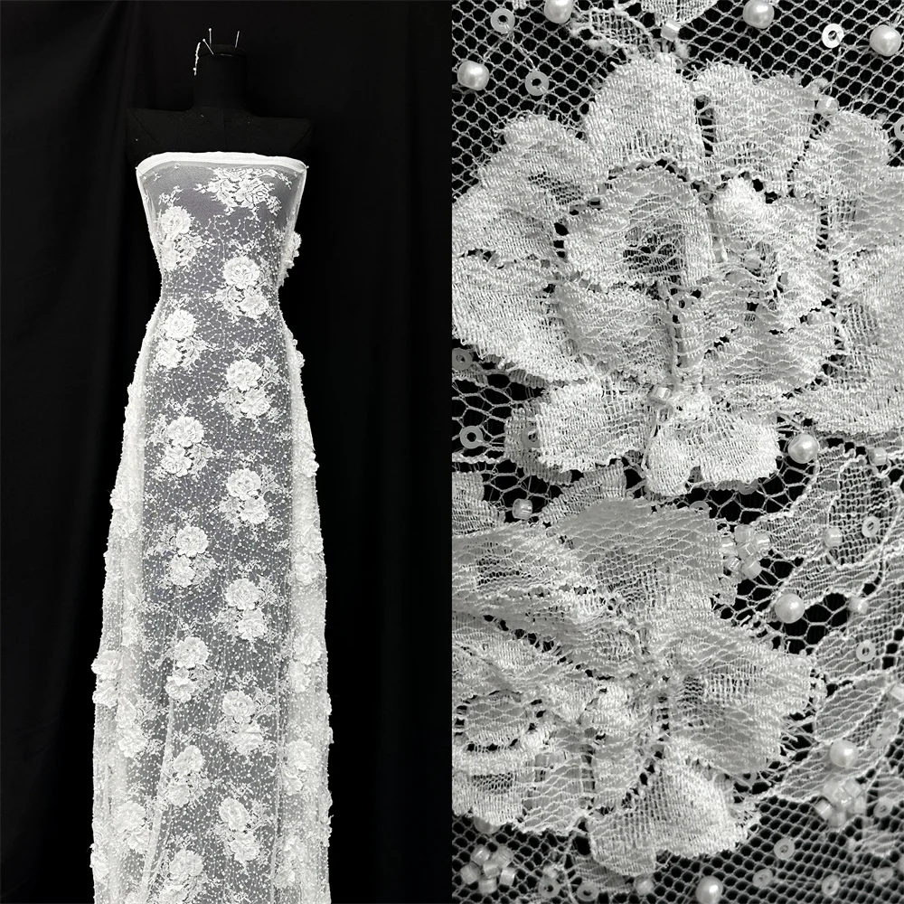 

Luxury African Beaded With Sequins Lace Fabric 2026 High Quality Groom Nigerian Wedding Bridal Embroidery French Tulle Sewing