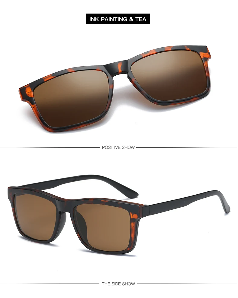 Magnetische Sonnenbrille für Männer und Frauen Clip-On-Brille Quadratische Optische Korrekturbrille für Kurzsichtigkeit Herren Outdoor-Angelbrille UV400-Schutz – Detail 8