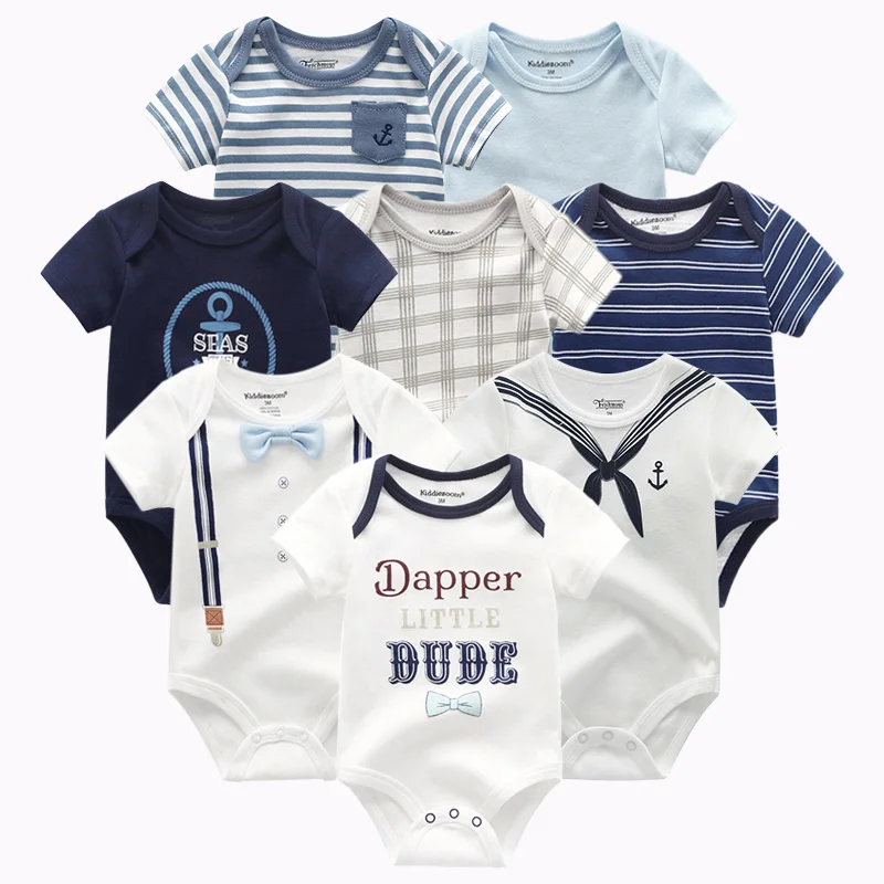 Kiddiezoom 8Pcs/Lot Baby Bodysuits Fashion Cartoon Newborn Boy Girl Onesies Infant Clothing Sets