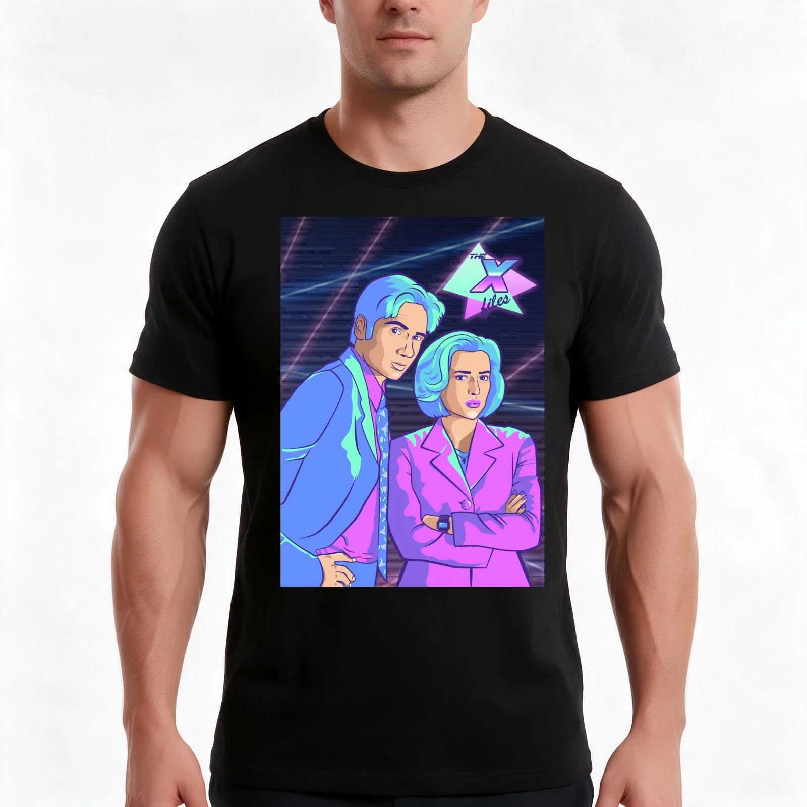 X-Files 80s Style T-Shirt, Summer Casual Cotton Tee, Oversized Streetwear Tops, Vintage Graphic Print, Loose Fit Short Sleeve