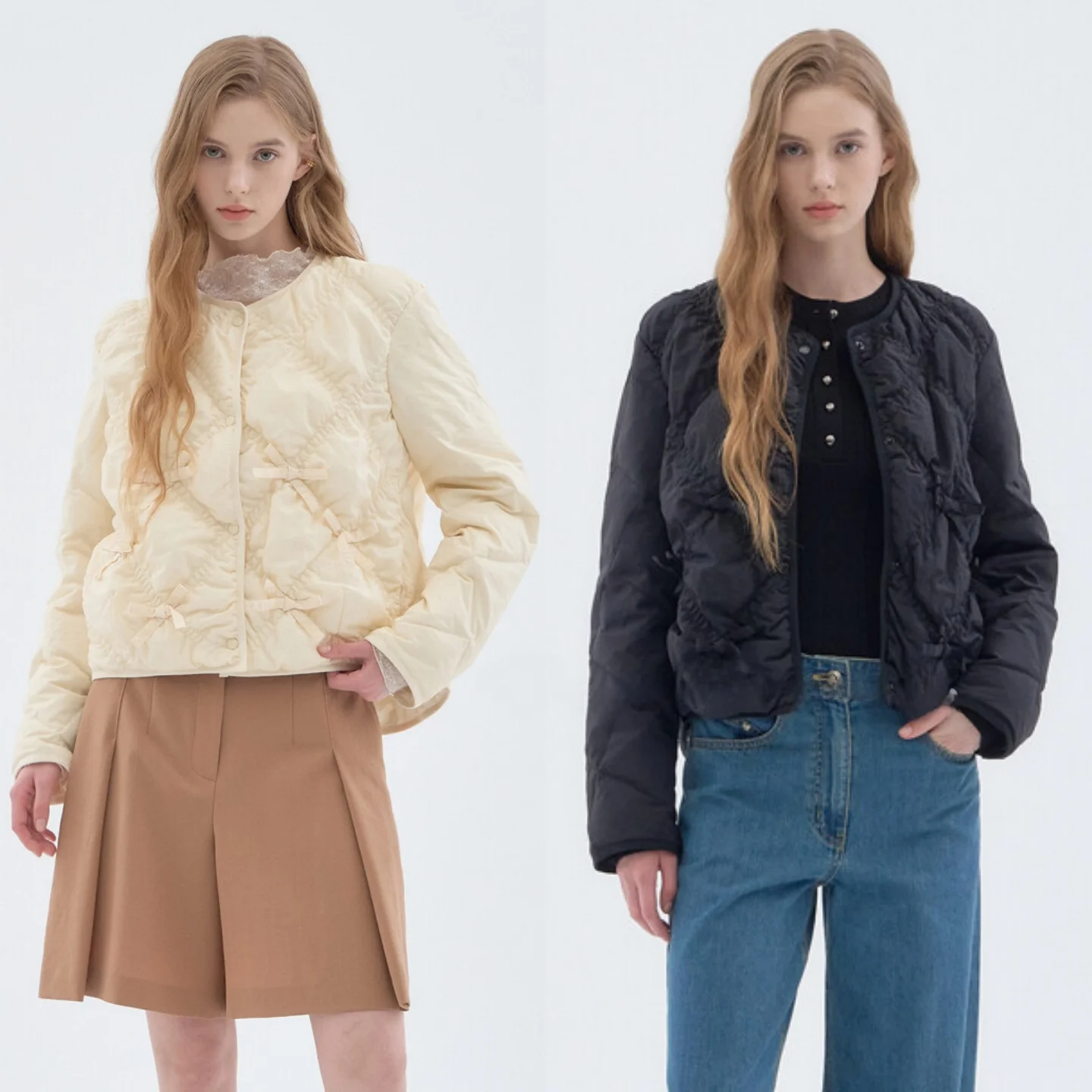 Abrigo ultraligero de plumas de ganso con nudo redondo y patrón de diamantes, viaje asimétrico, calidez versátil, Jaet para mujer