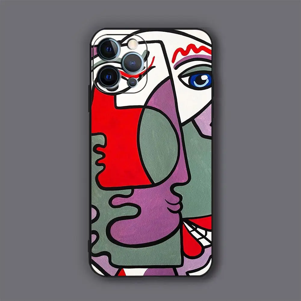 Picasso Abstract Art Painting For iPhone 11 Case For iPhone 12 13 Mini 14 15 Pro Max Cases 8 7 Plus X XS XR SE Cqoue Black Cover