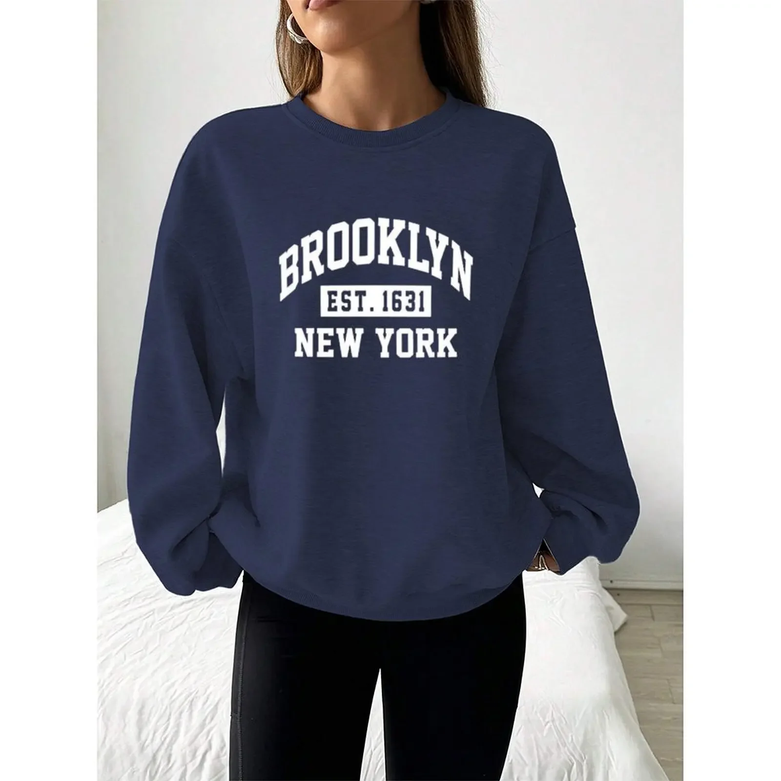 بلوزات نسائية برقبة دائرية بلوفرات رياضية غير رسمية فضفاضة مريحة مخملية بأكمام طويلة سترة شتوية ملابس نسائية 2025 #6