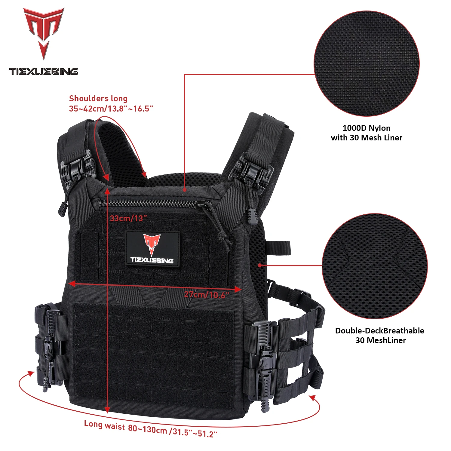 TIEXUEBING Hunting Plate Carrier Vest | Lightweight Armor Vest | For Outdoor Shooting Equipment Accessories Tactical Vest