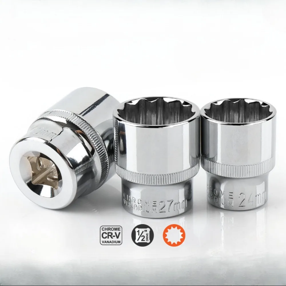 12 Point Short Socket Set Bit 1/2" Drive 8-32mm Ratchet Wrench 12 Tooth Socket Set for Car Auto Repair Hand Tool