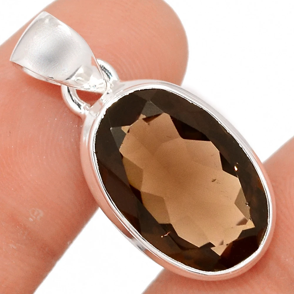 

Genuine SMOKY QUARTZ Pendant 925 Sterling Silver, 29.5 mm, AP8832