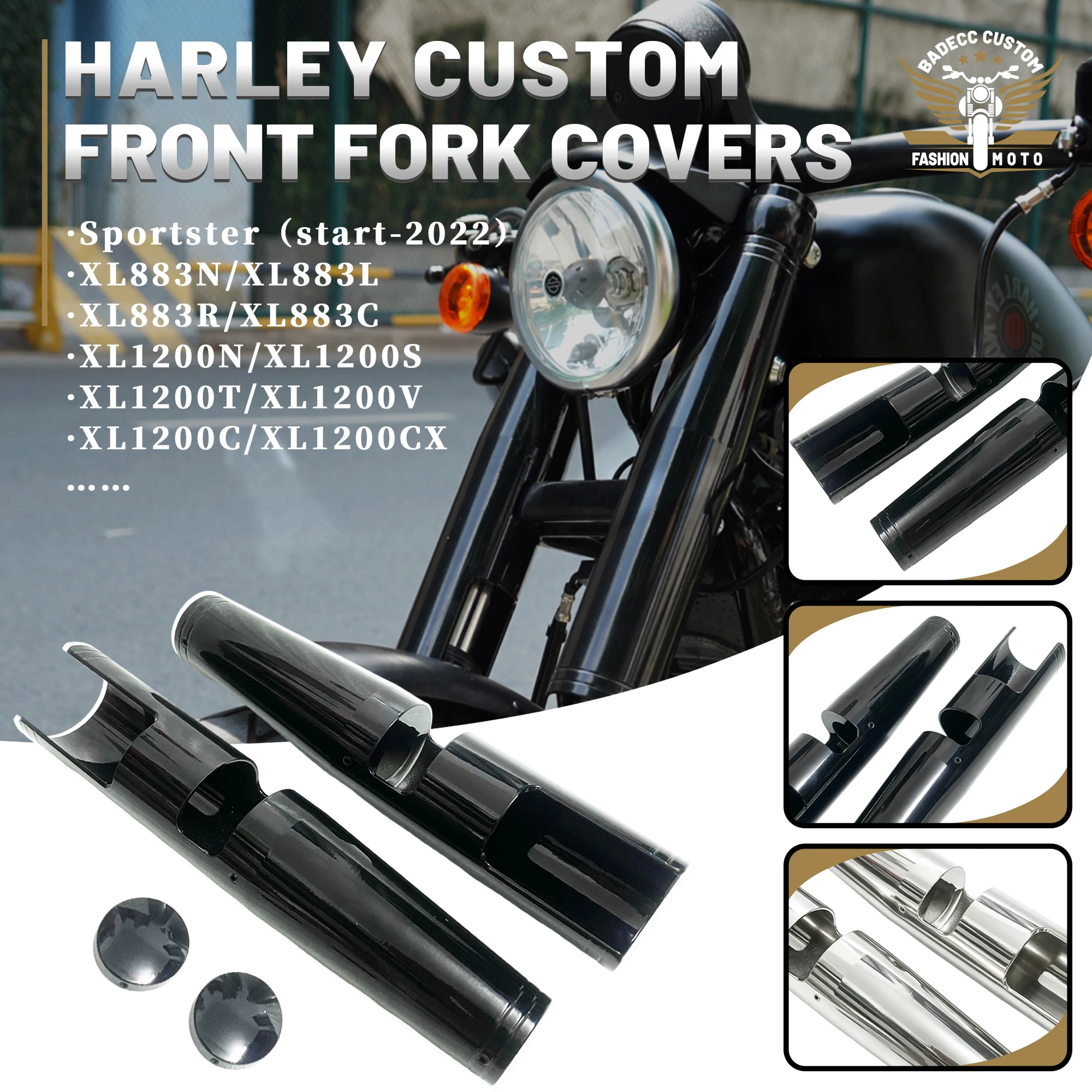 Coperture in Alluminio per Forcella Anteriore Moto, Protezioni per Tubi per Harley Sportster XL883N 883R 883C 883L XL1200 dal 2022
