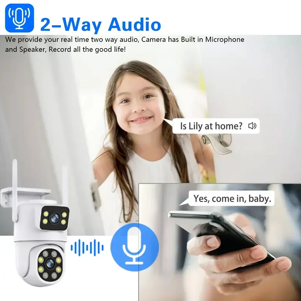 4K 8MP WiFi IP カメラデュアルレンズ自動追跡 PTZ Wifi 監視カメラ屋外 8CH WiFi NVR CCTV 監視保護キット