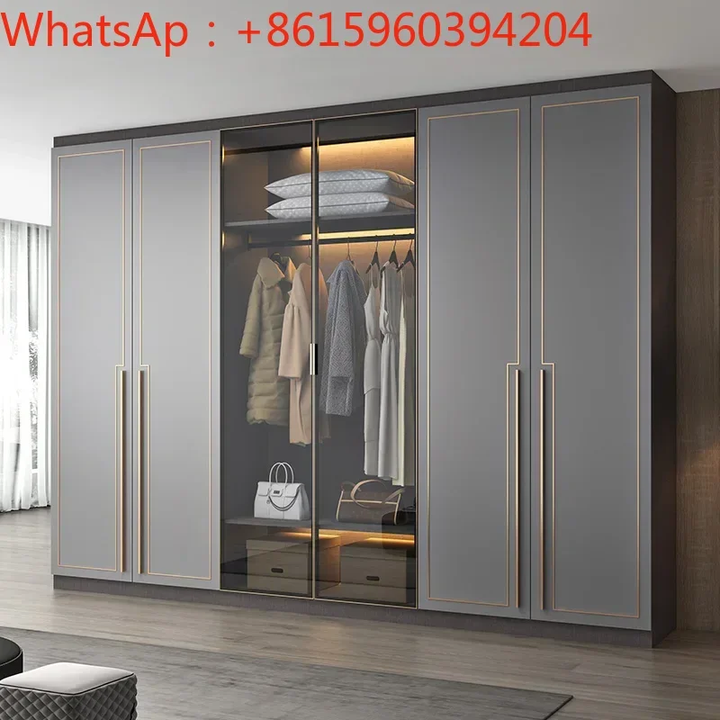 Modern luxury wardrobe customized whole house master bedroom bright glass door cloakroom home