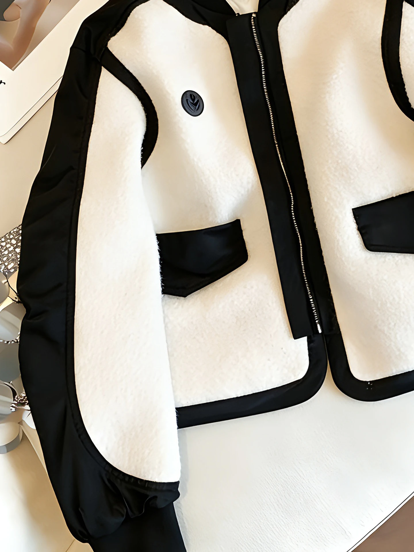 ファイオナブル パッチワーク ラムファー襟 コットンジャケット 男女兼用 秋冬 暖かい スタンドカラー オールマッチトップ 韓国風