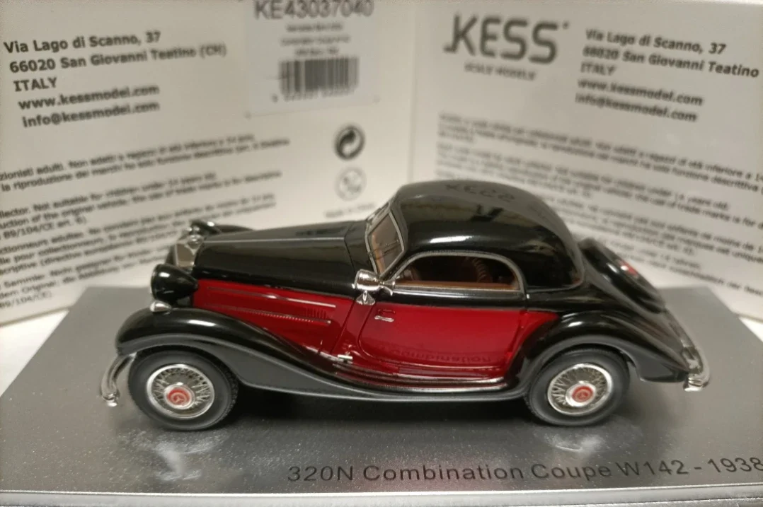 Kess 1:43 320N W142 1938 Combination Coupe Vintage Car Simulation Limited Edition Resin Metal Static Car Model Toy Gift