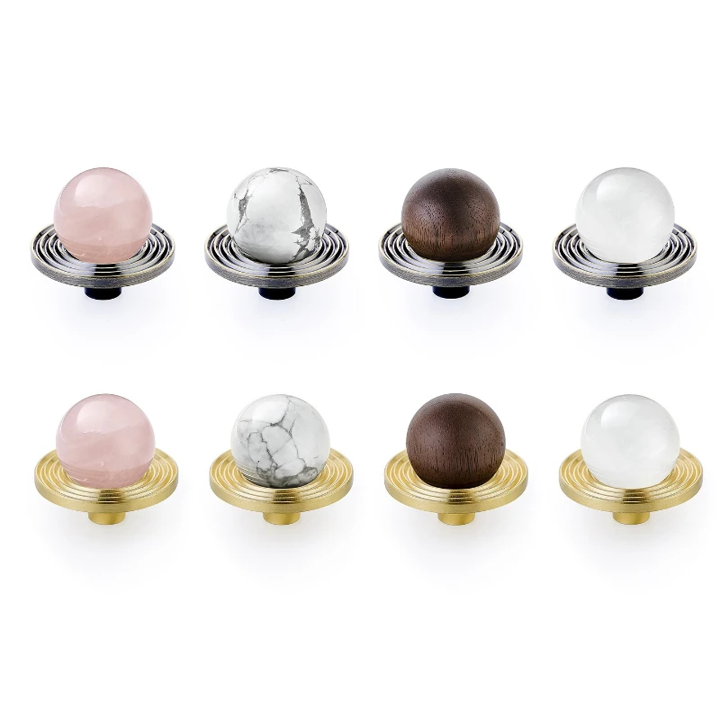 

Brass Solid Wood Antique Style Drawer Handle Shiny Silver Wardrobe Cabinet French Single Hole Handle Saturn Ring Handle