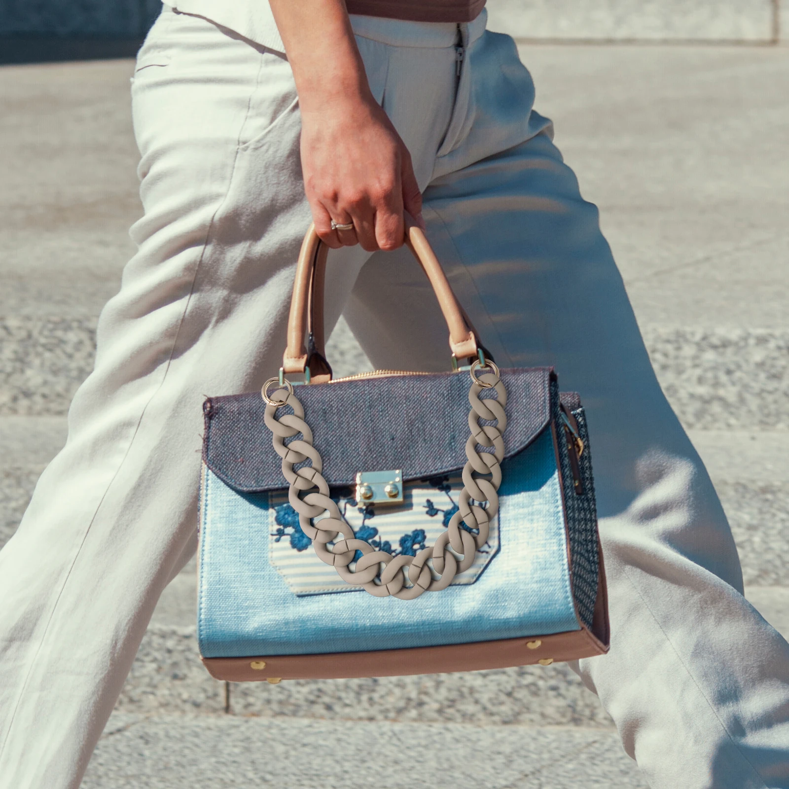 Catena per Borsa in Resina Grigio Argento, Tracolla in Plastica per Borse a Mano, Resistente all'Usura, Leggera, Accessori Portatili