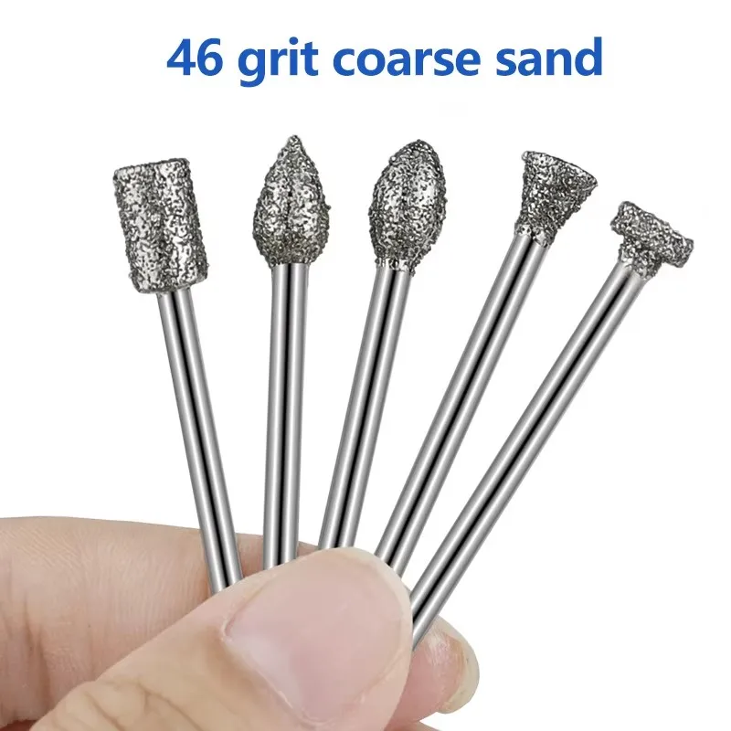 20Piece Set of Coarse Sand 46 Mesh Diamond Grinding Head Grinding Needle Handle Diameter 3mm Jade Carving Raw Stone Grinding