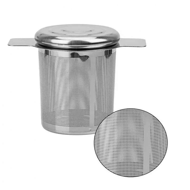 New Stainless Steel Tea Infuser Metal Mesh Cup Strainer Loose Leaf Filter with Lid Tea Leak Coffee Mesh Filter Teaware