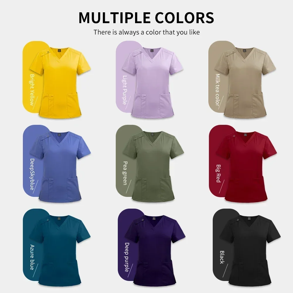 Wholesale Surgical Uniforms Woman Elastic Breathable Top+pants 2-piece Sets Doctor Clinics Hospital Scrubs Solid Color Work Wear