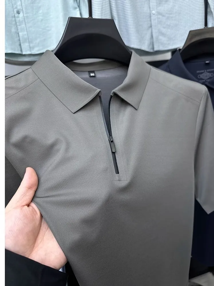 

Мужская повседневная футболка больших размеров из ледяного шелка, универсальная, стройнящая, летняя, новинка, современный стиль