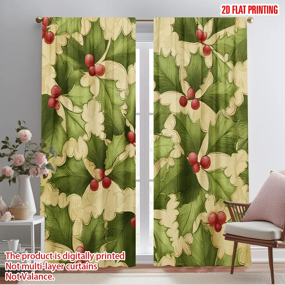 2pcs,2D plane printing Curtains Roller Blinds Christmas Snowman Versatile Polyester (without rod) Outdoor Decorations Ldeal for