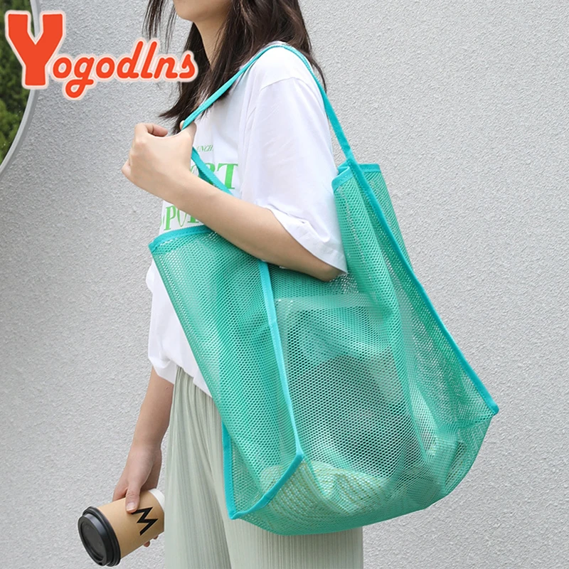 Literary Mesh Hollow Out Tote Bag For Women Summer Beach Bag Handbag Large Capacity Shoulder Bag Student Bookbags sac