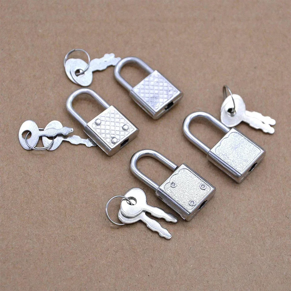 5Pc Small Luggage Box Lock with Keys Metal Mini Retro Padlock for Notebook Diary Zinc Alloy Suitcase Locker Hardware Set 32*17mm