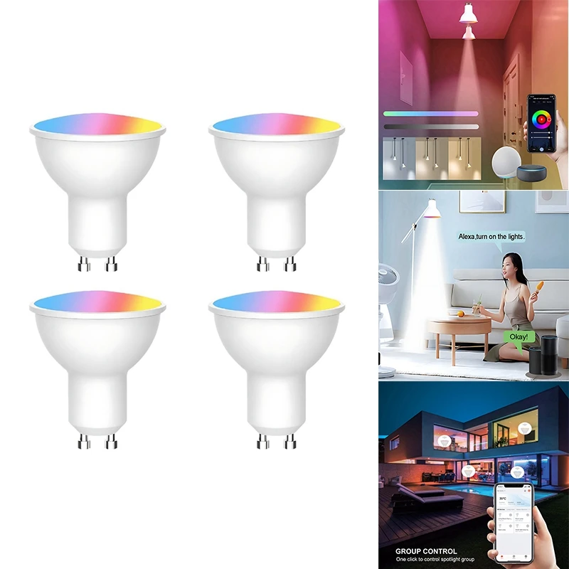 Tuya Wifi GU10 Smart LED Light Bulb Dimmable 6W 220V Smart Life App Control Spotlight Bulb Works With Alexa Google 1PCS