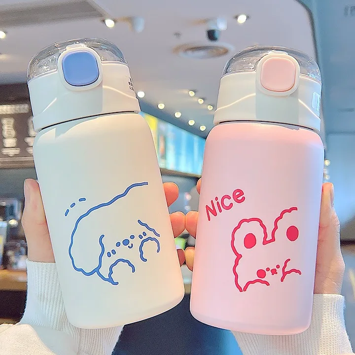 Cute snap buckle insulated cup for women, simple and fashionable new internet celebrity Instagram creative stainless steel insul