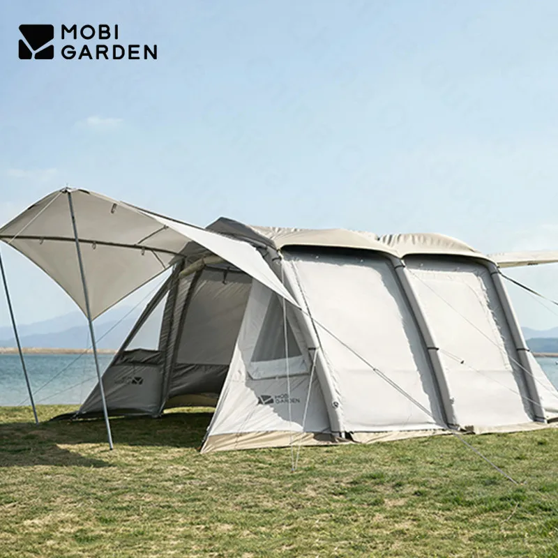 MOBI GARDEN Camping Inflatable Tent 17.68㎡/23.12㎡ 5-8 Persons Big Space Tunnel Tent Outdoor Garden Picnic Tent Free Air Pump