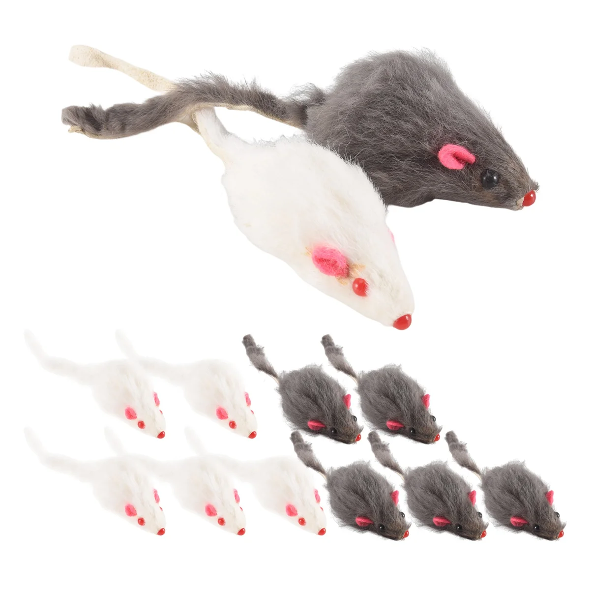 A013 Ratos de pele de coelho real brinquedos para gatos brinquedos para animais de estimação brinquedos infantis pacote com 12