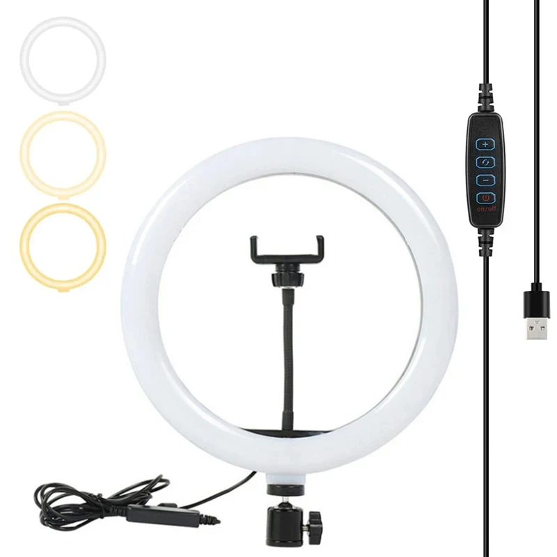 6/10/12inch Selfie Desktop Ring Light LED Lamp with Phone Stand for Selfie Live Stream Makeup YouTube Video Photography Studio