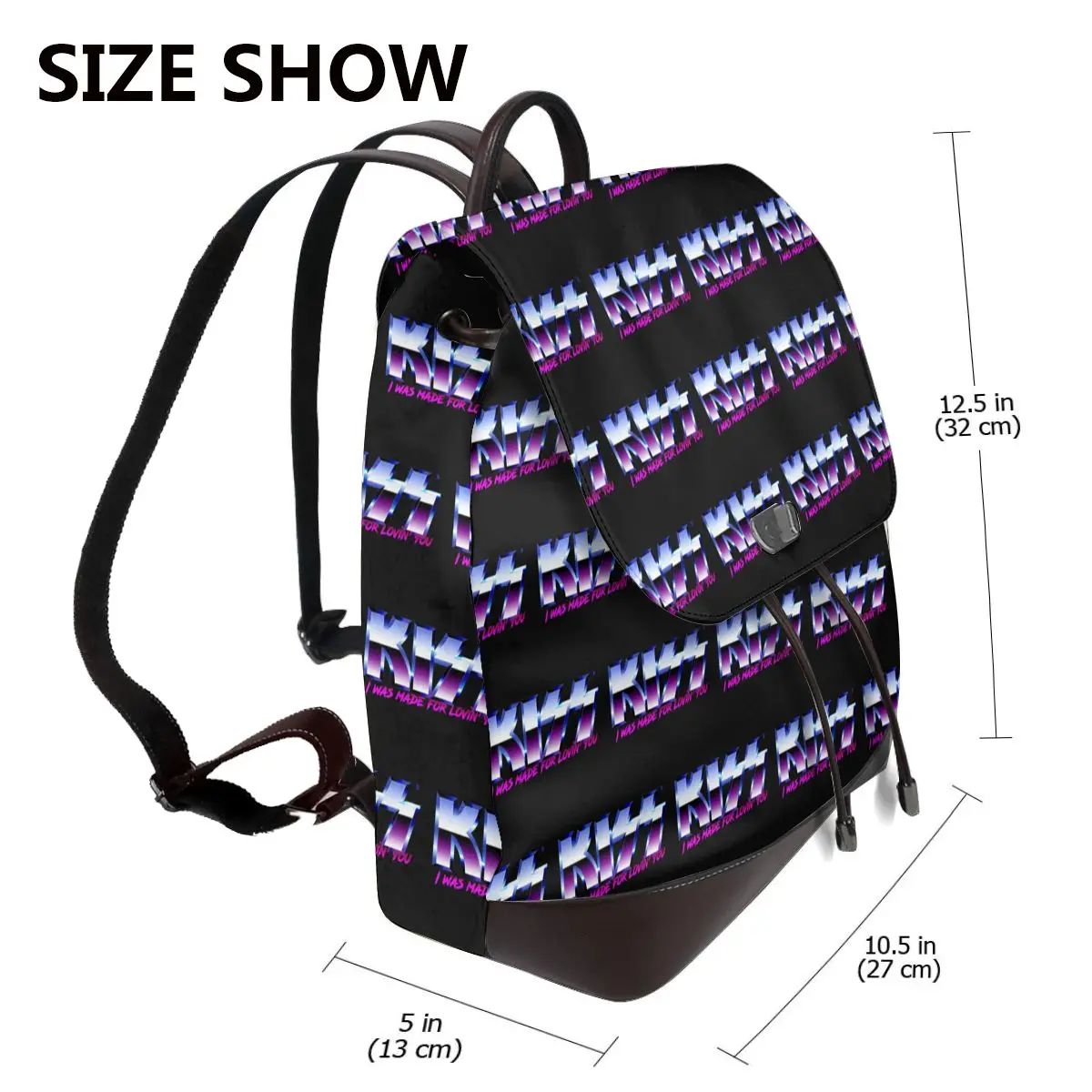 Kiss Rock Band Retor Bookbag School Student Bags Hiking Travel Daypack for Women Fashion Derma Backpack