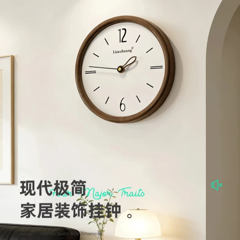 Nordic Solid Wood Simple Sway Wall Clock Living Room Home Decoration Silent Watch Fashion Light Luxury Creative Clock Room Decor